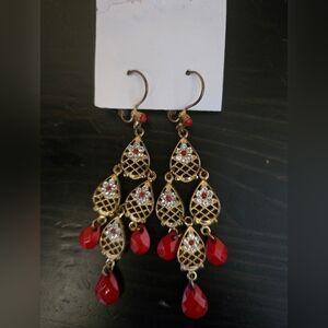 Red Teardrop Dangle Earrings